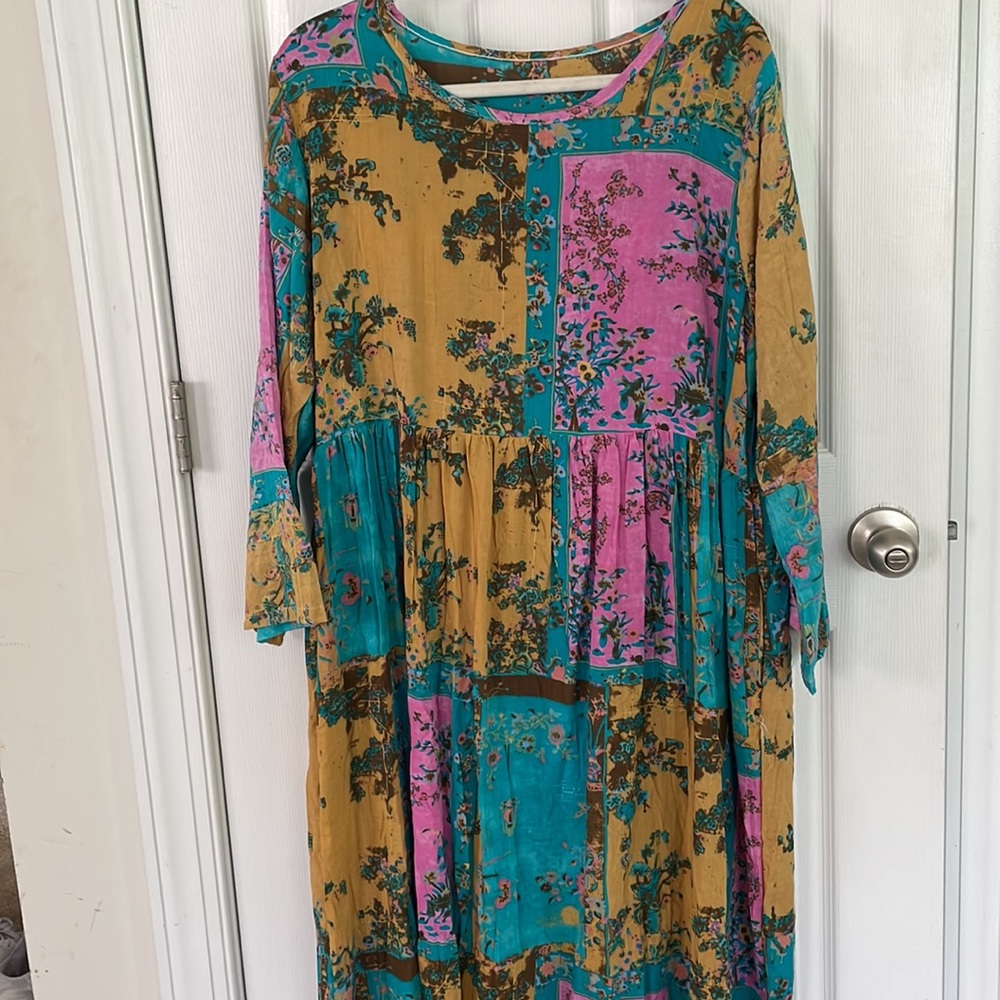 Handmade VIBRANT boho maxi dress beach cover loungewear XL NWOT - Picture 7 of 7